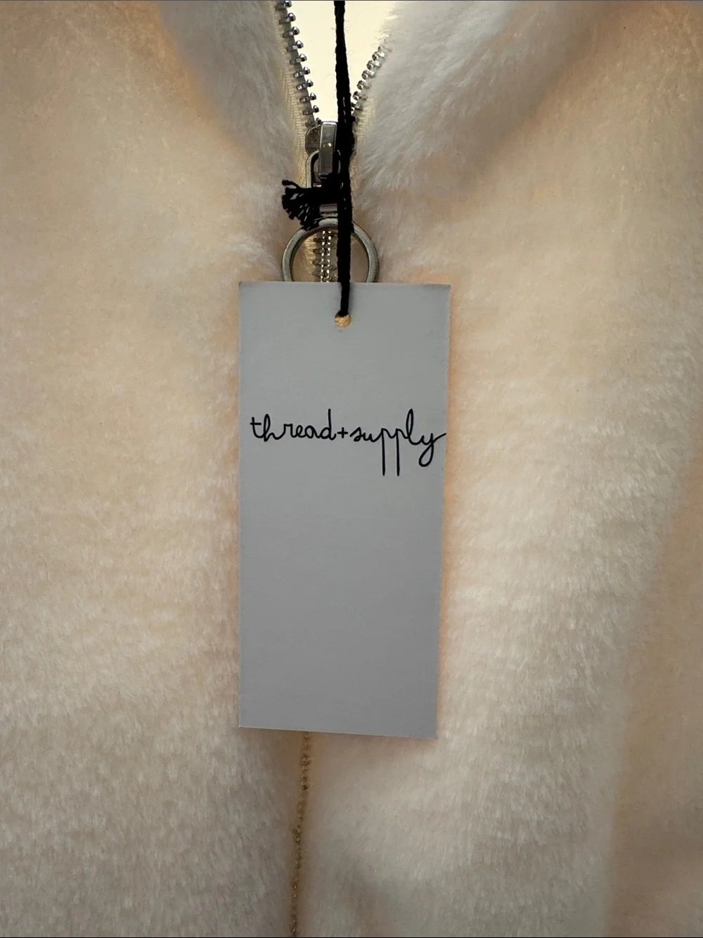 Thread & Supply Cream Faux-Fur Zip Jacket - Picture 7 of 9
